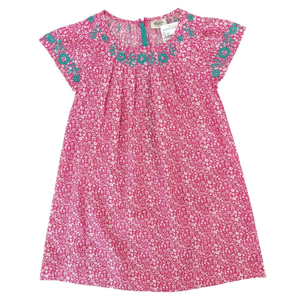 Mini Boden Pink White Lollipop Ditsy Floral‎ Embroidery Dress 7-8Y New